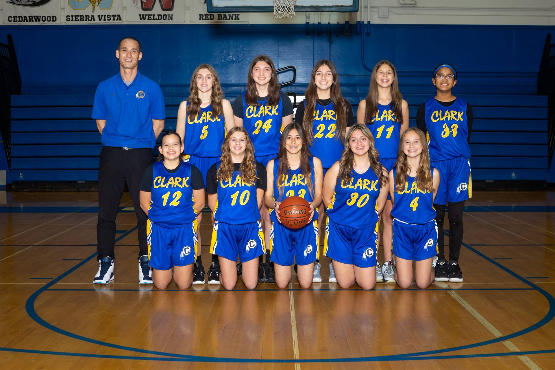 Sierra Vista High School's girls basketball varsity team cheers